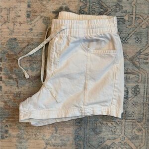 White Drawstring Jean Shorts